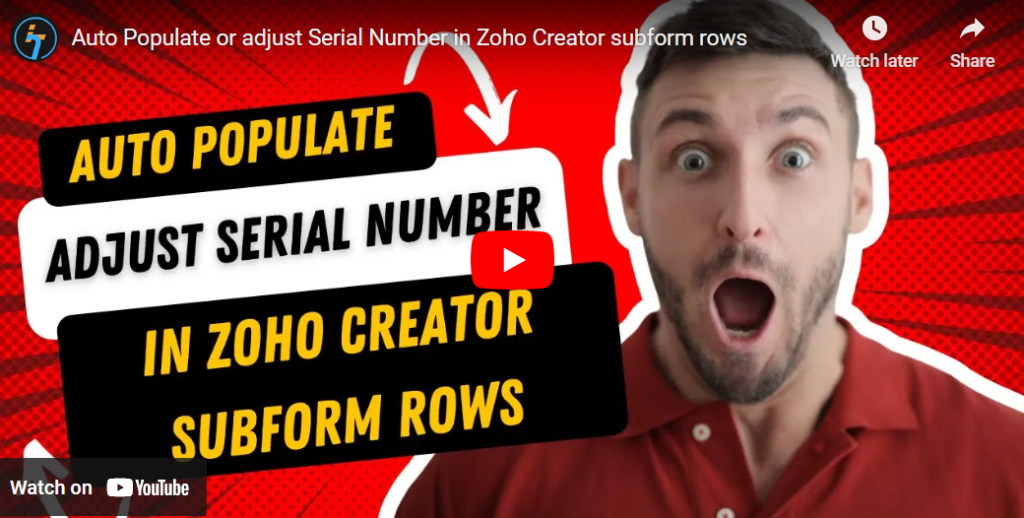 Auto Populate or adjust Serial Number in Zoho Creator subform rows