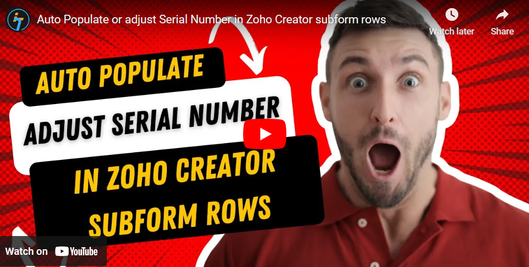 Auto Populate or adjust Serial Number in Zoho Creator subform rows