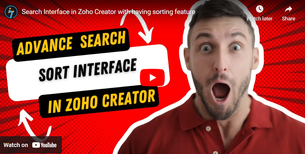 Search Interface In Zoho Creator With Having Sorting Feature